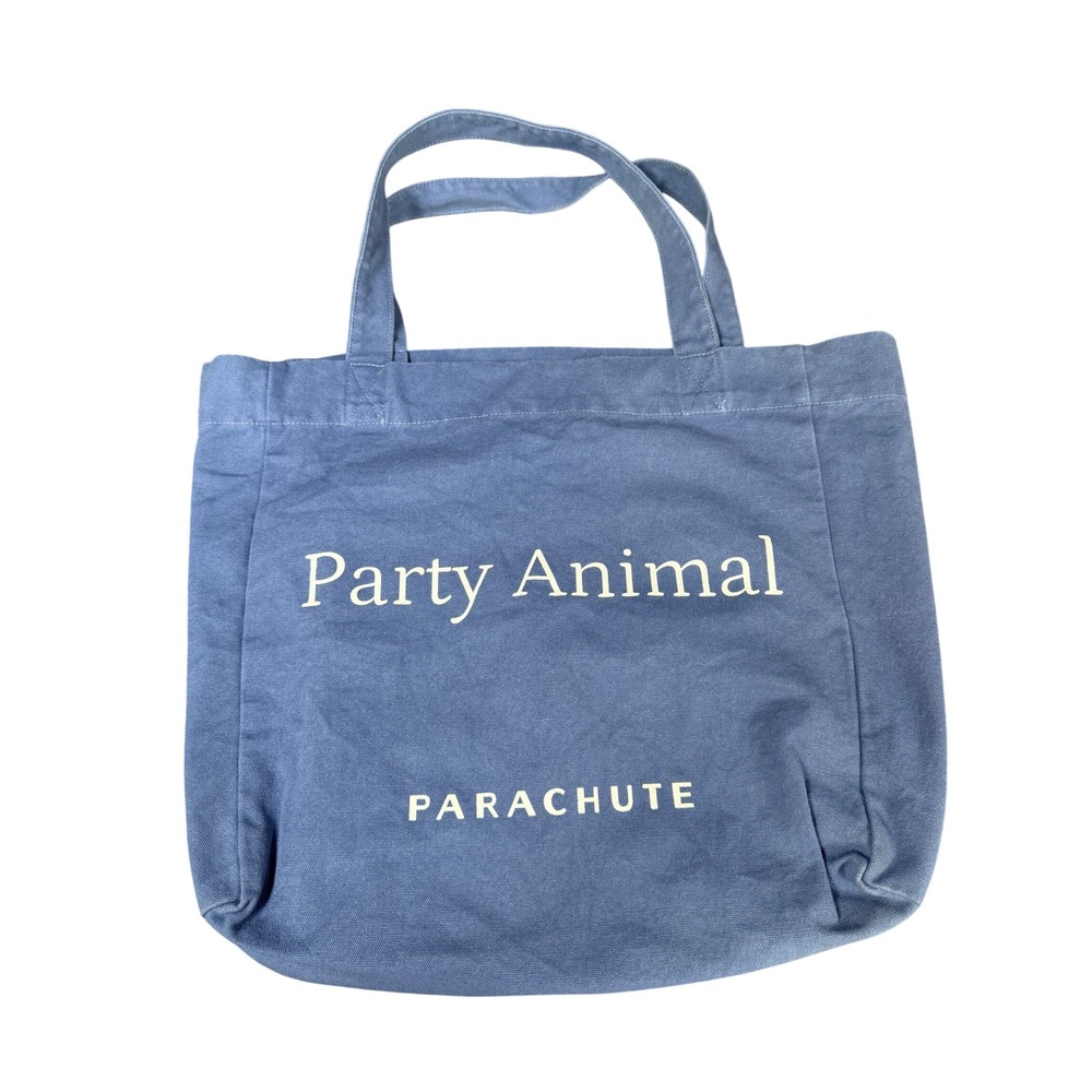 Parachute Party Animal Tote Bag Blue Canvas Graphic Large Handbag